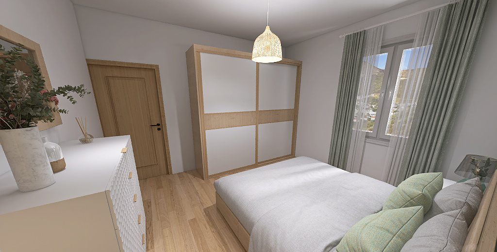 Camera da letto nordica in appartamento stile scandinavo