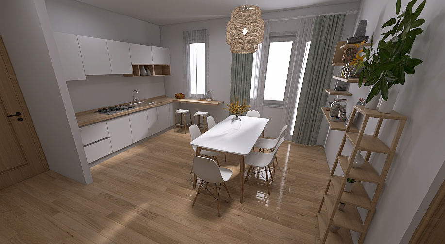 Cucina nordica in appartamento stile scandinavo