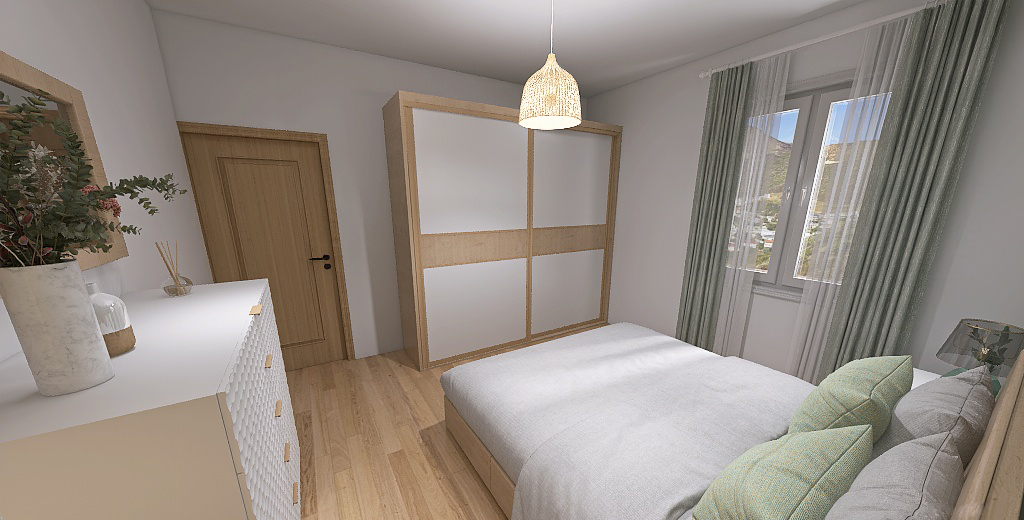 Camera da letto nordica in appartamento stile scandinavo