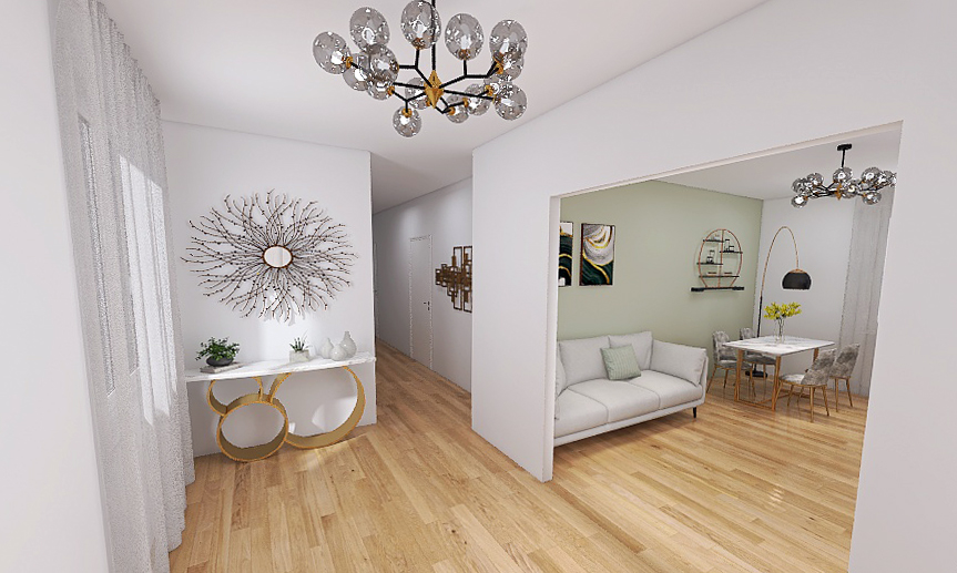 Ingresso in appartamento stile Classic Glam