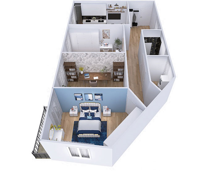Planimetria 3D Appartamento stile Classic Glam