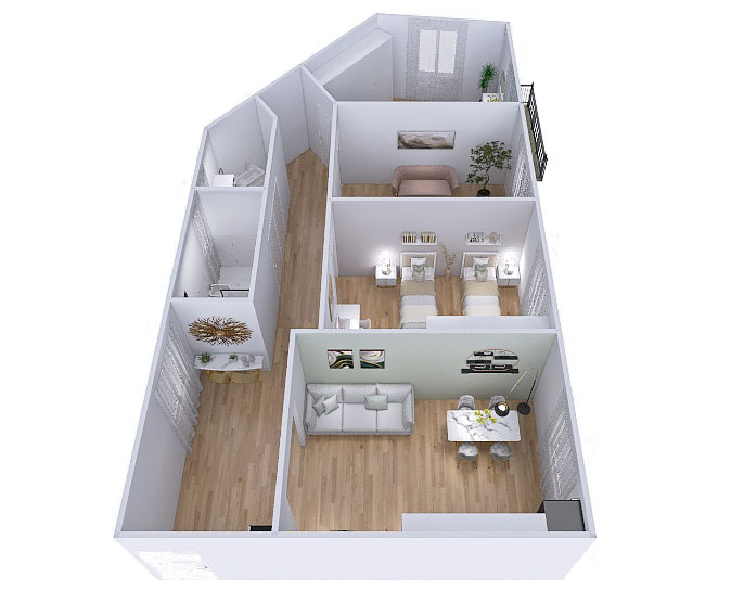 Planimetria 3D Appartamento stile Classic Glam